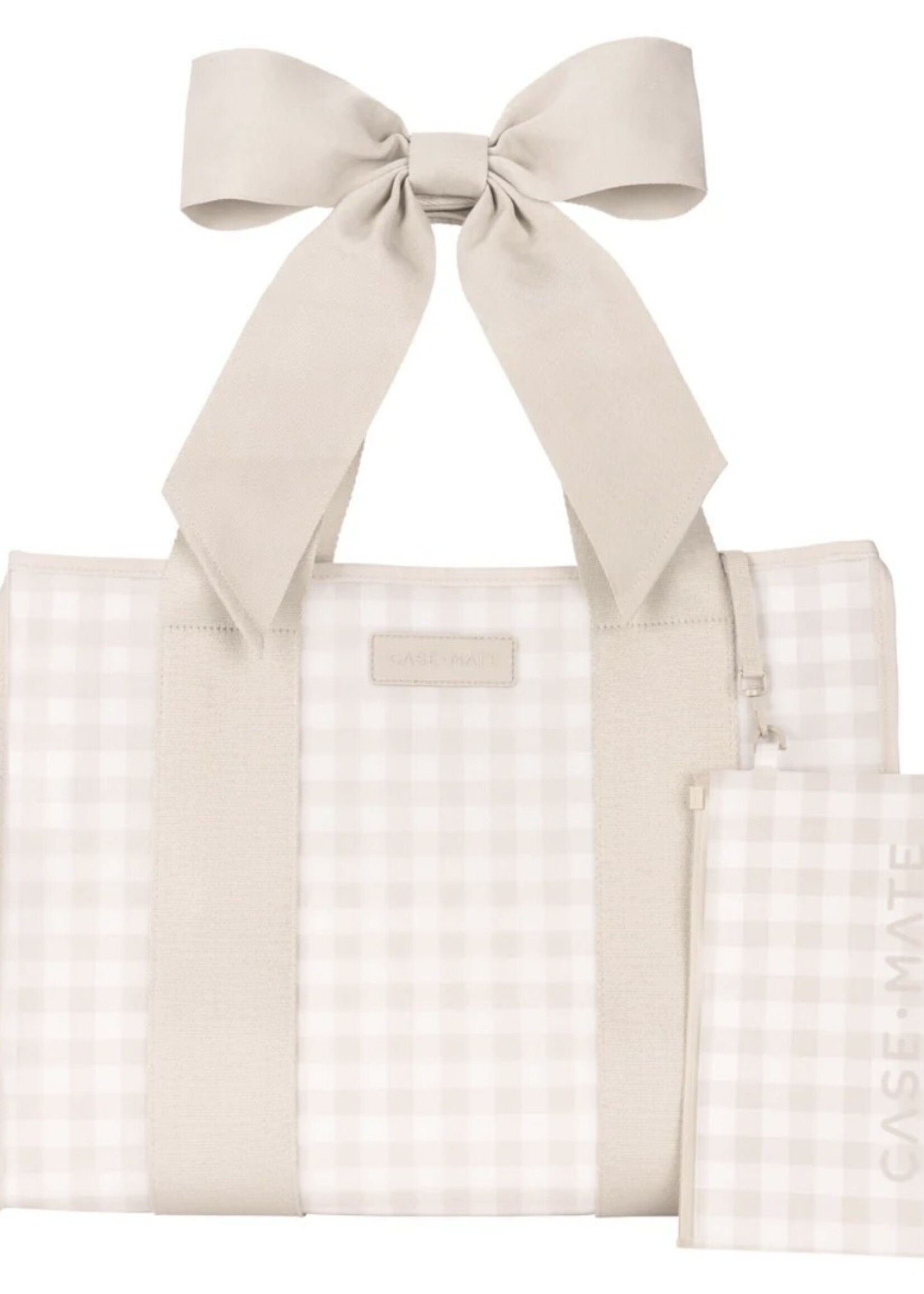Casemate Latte Gingham Bow Case-Mate Jelly Tote w/ Phone Pouch