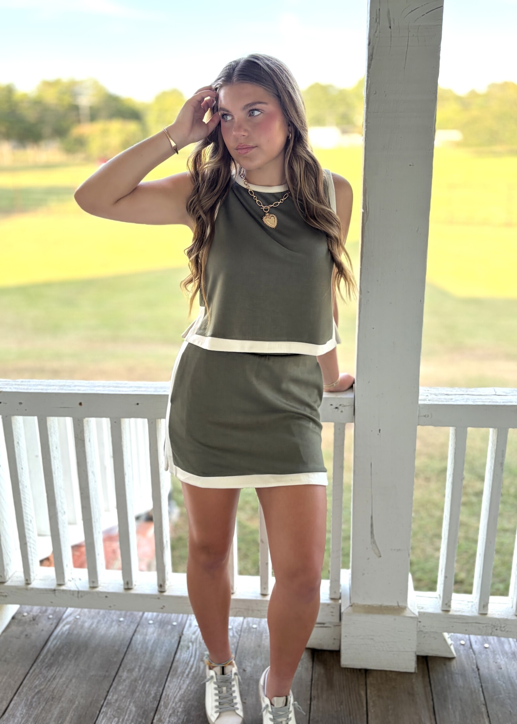 entro Olive & Cream Skort Set