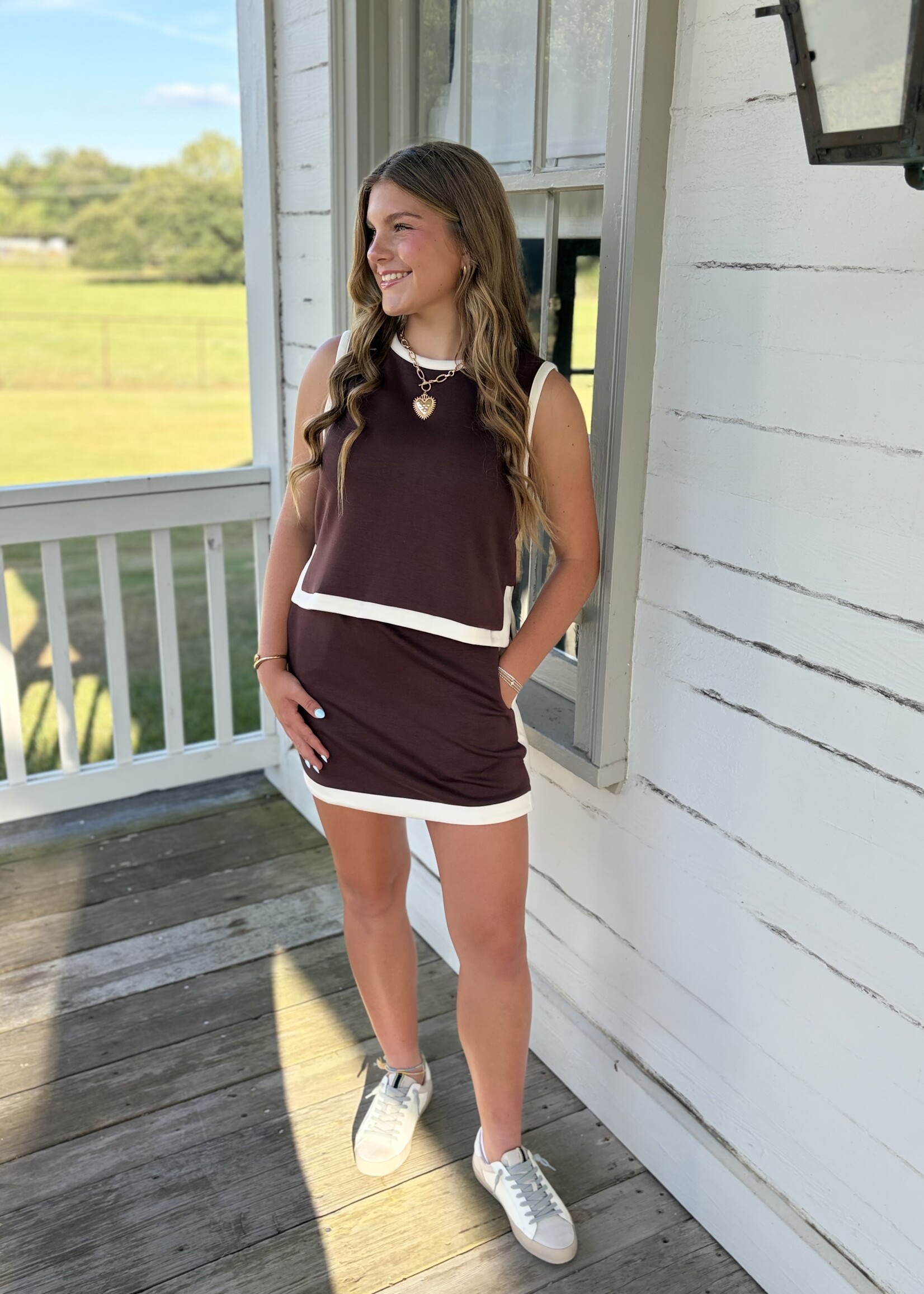 entro Brown & Cream Skort Set
