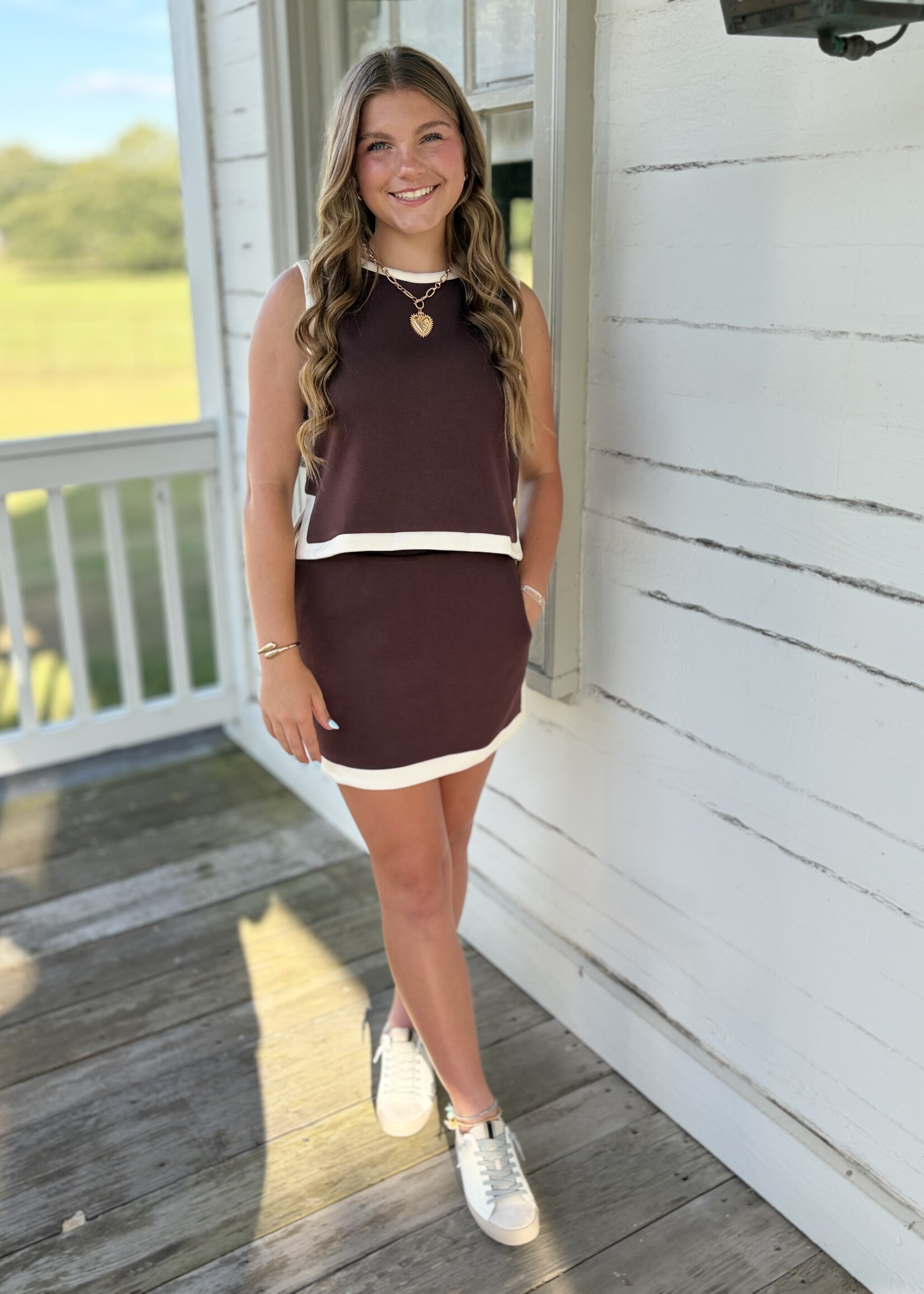 entro Brown & Cream Skort Set
