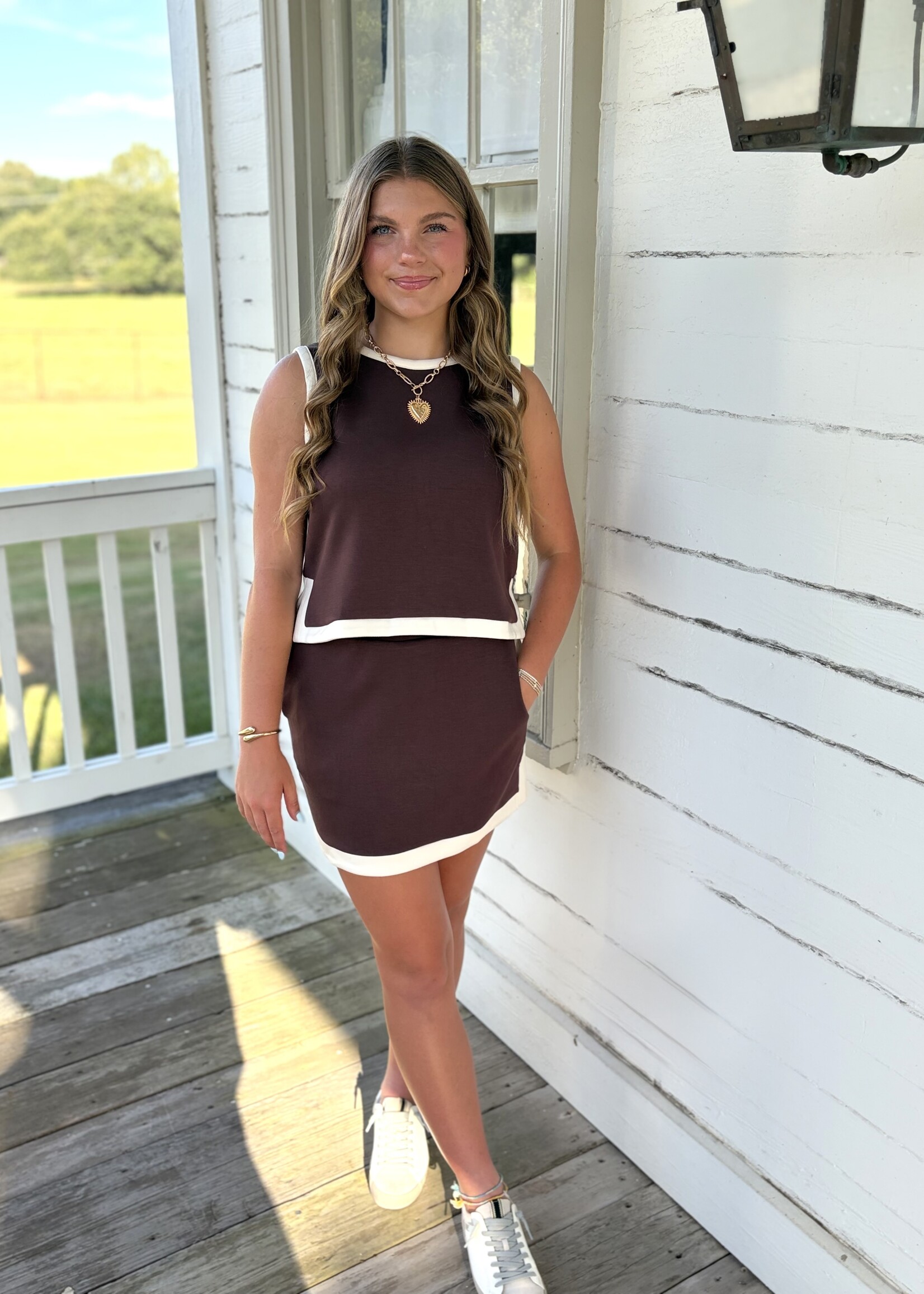 entro Brown & Cream Skort Set