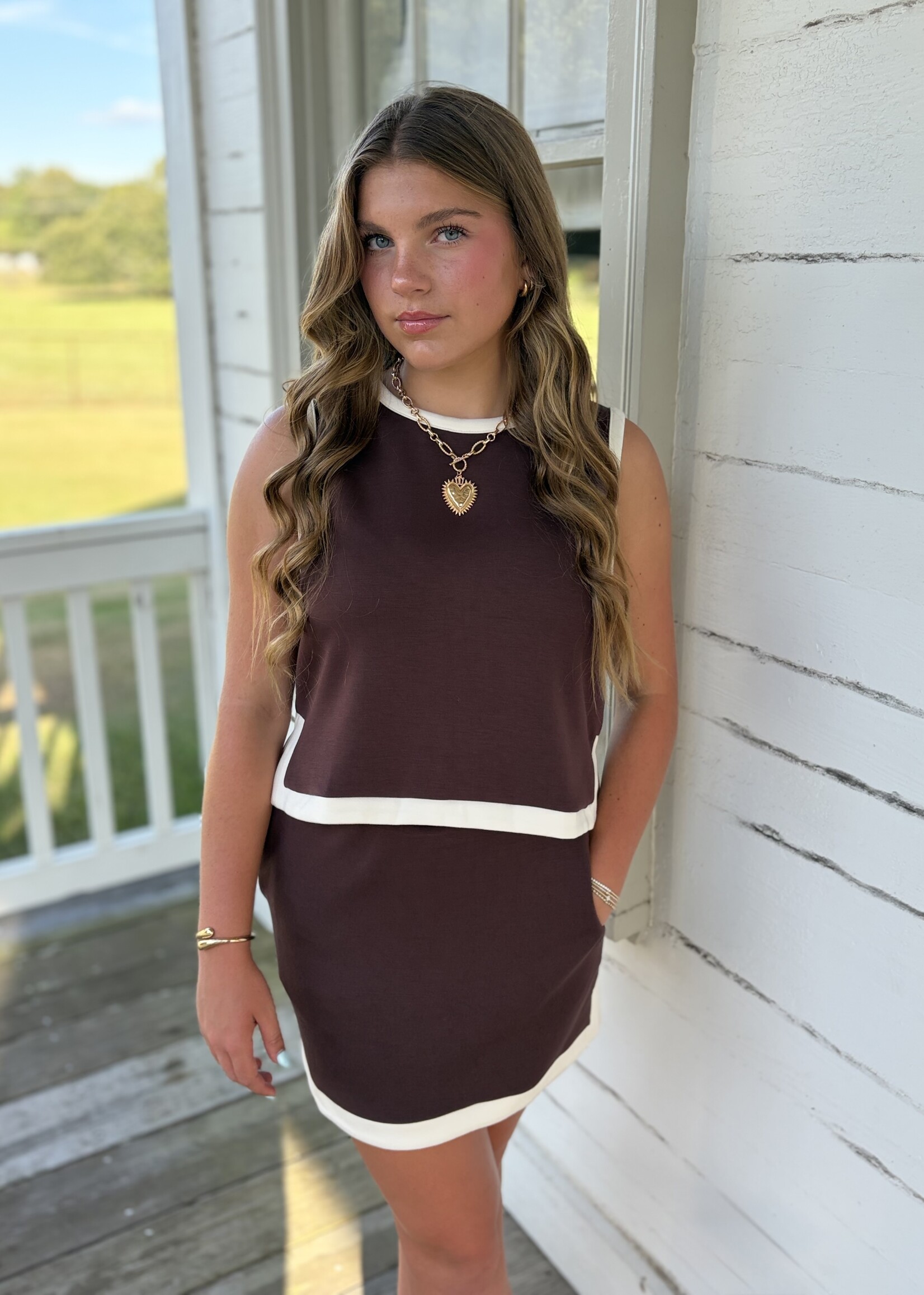 entro Brown & Cream Skort Set