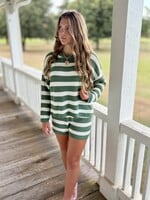 blu pepper Green & White Knit Shorts
