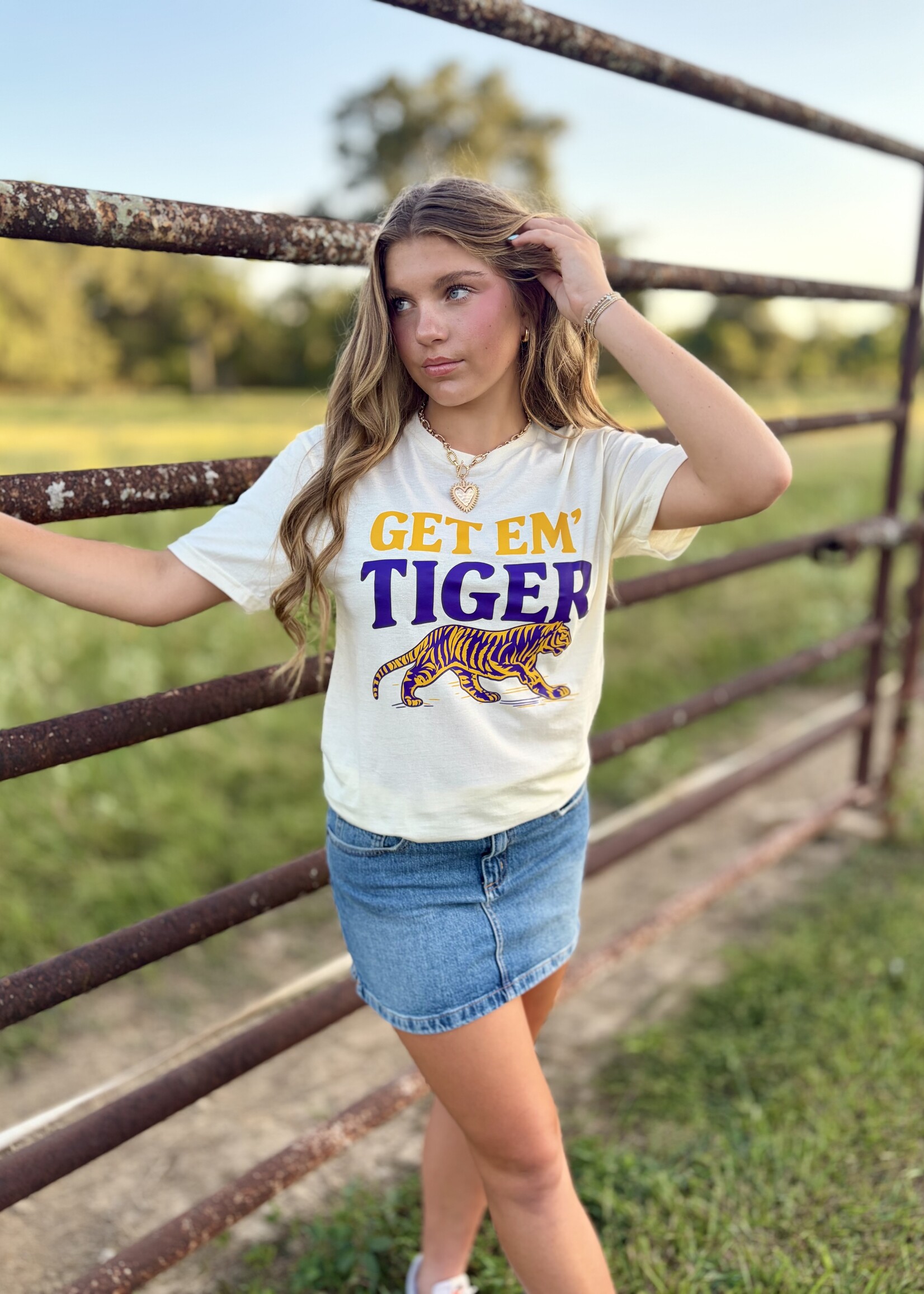 Southern Bayou Sisters & Co. Yellow Get Em Tiger Tee