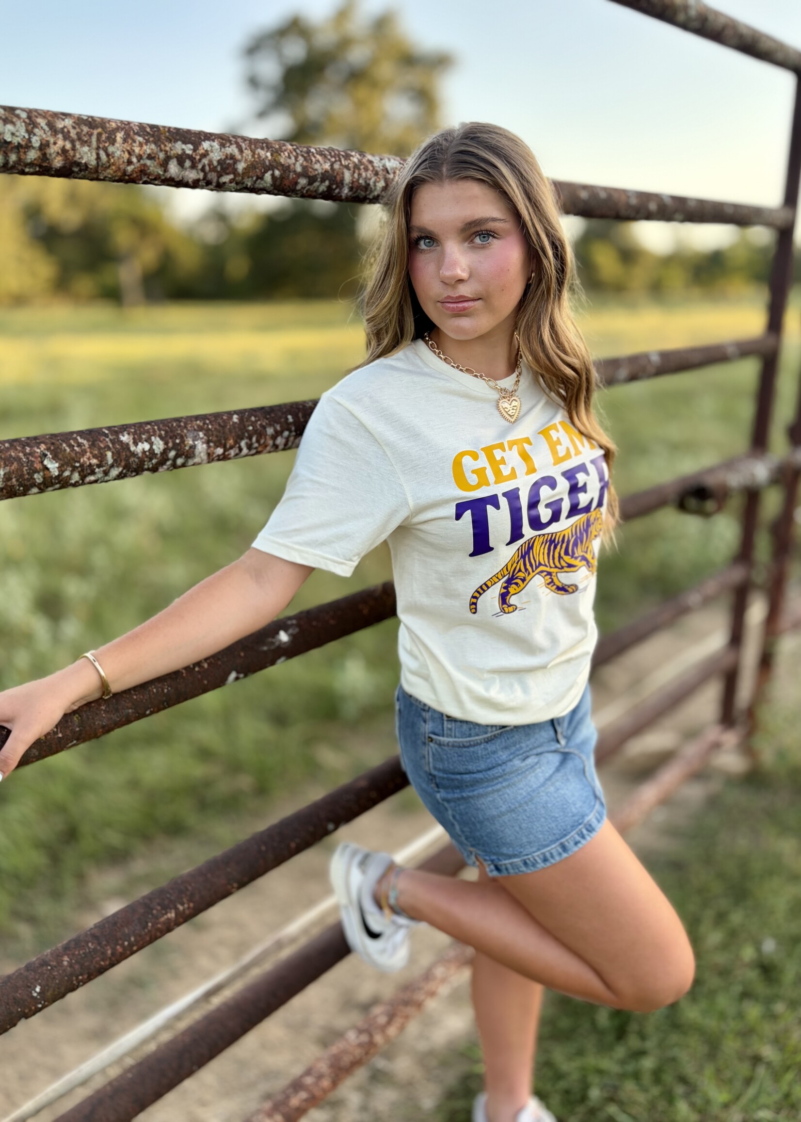 Southern Bayou Sisters & Co. Yellow Get Em Tiger Tee