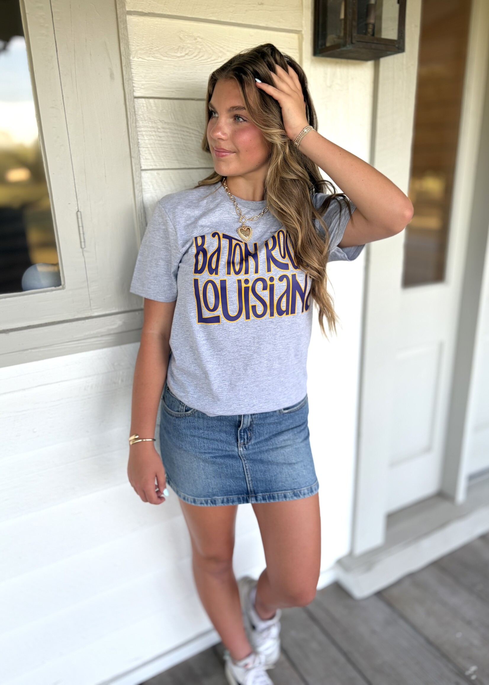 Southern Bayou Sisters & Co. Grey Baton Rouge Louisiana Tee
