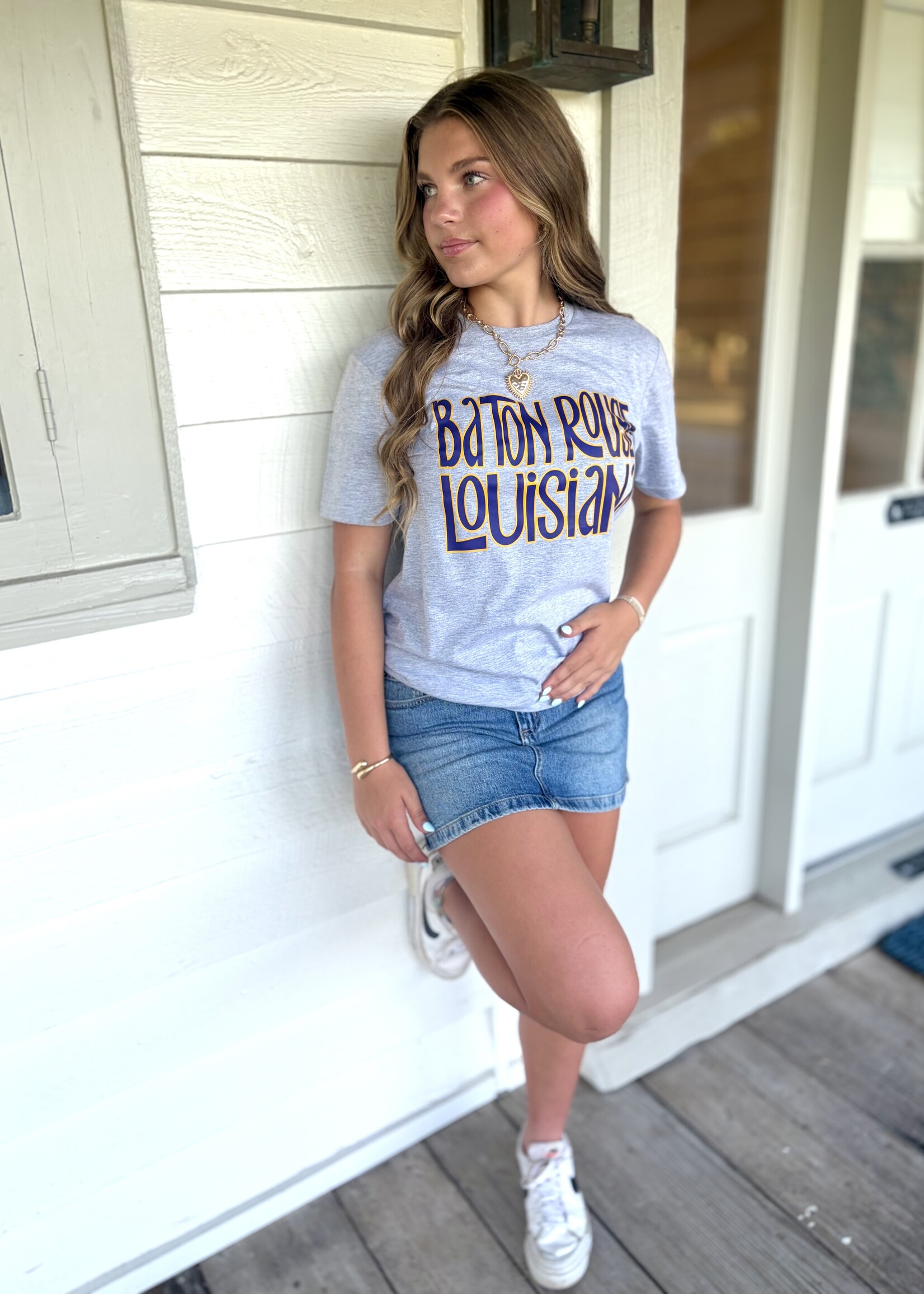 Southern Bayou Sisters & Co. Grey Baton Rouge Louisiana Tee