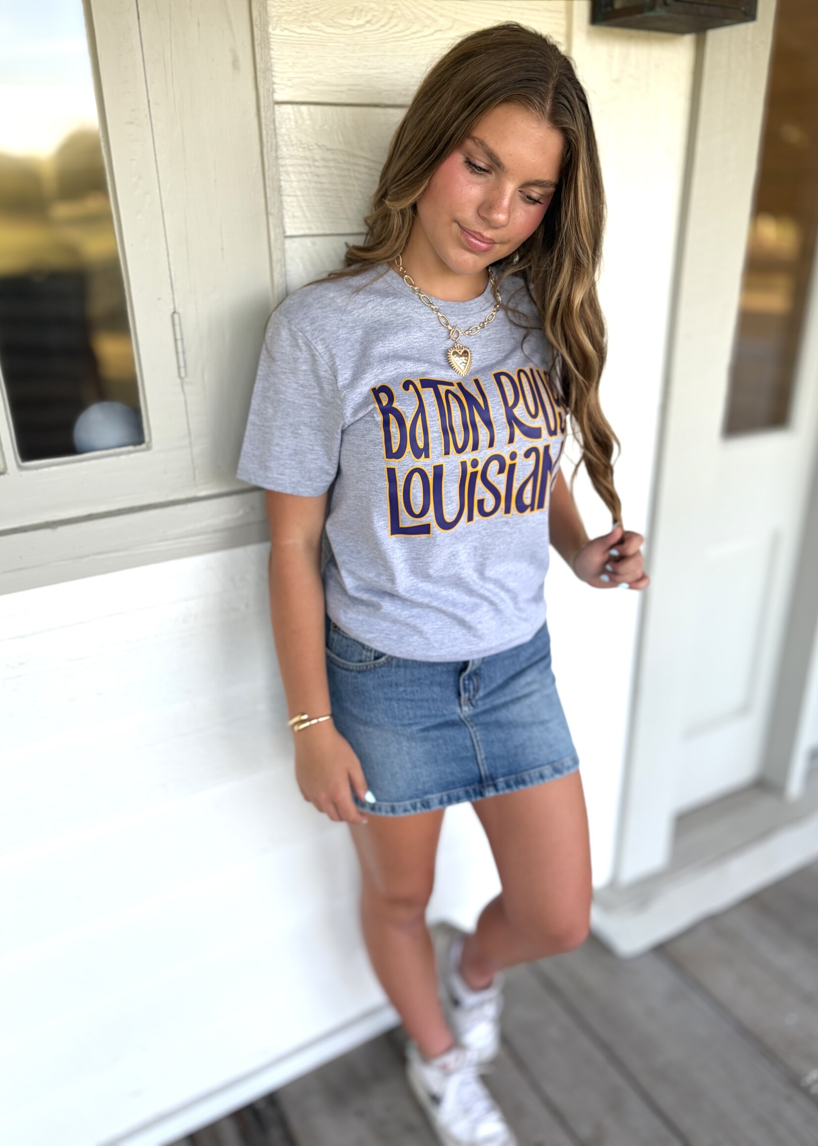 Southern Bayou Sisters & Co. Grey Baton Rouge Louisiana Tee