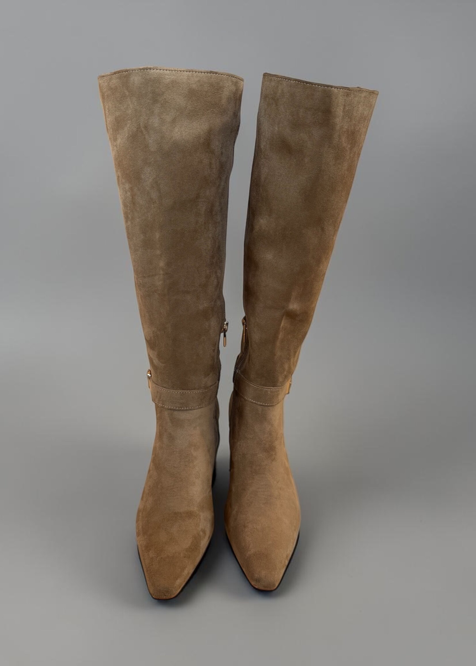 MiMi Shoes Khaki Buckle Kitten Heel Boots
