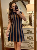 She + Sky Navy & Mocha Sleeveless Sweater Dress