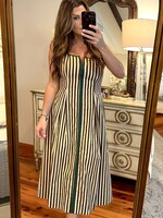 entro Brown & Cream Striped Midi Dress