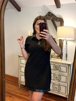 ee:some Black Faux Leather Trim Dress