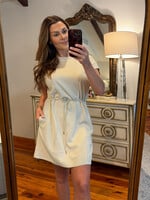 umgee Khaki Drawstring Short Sleeve Dress