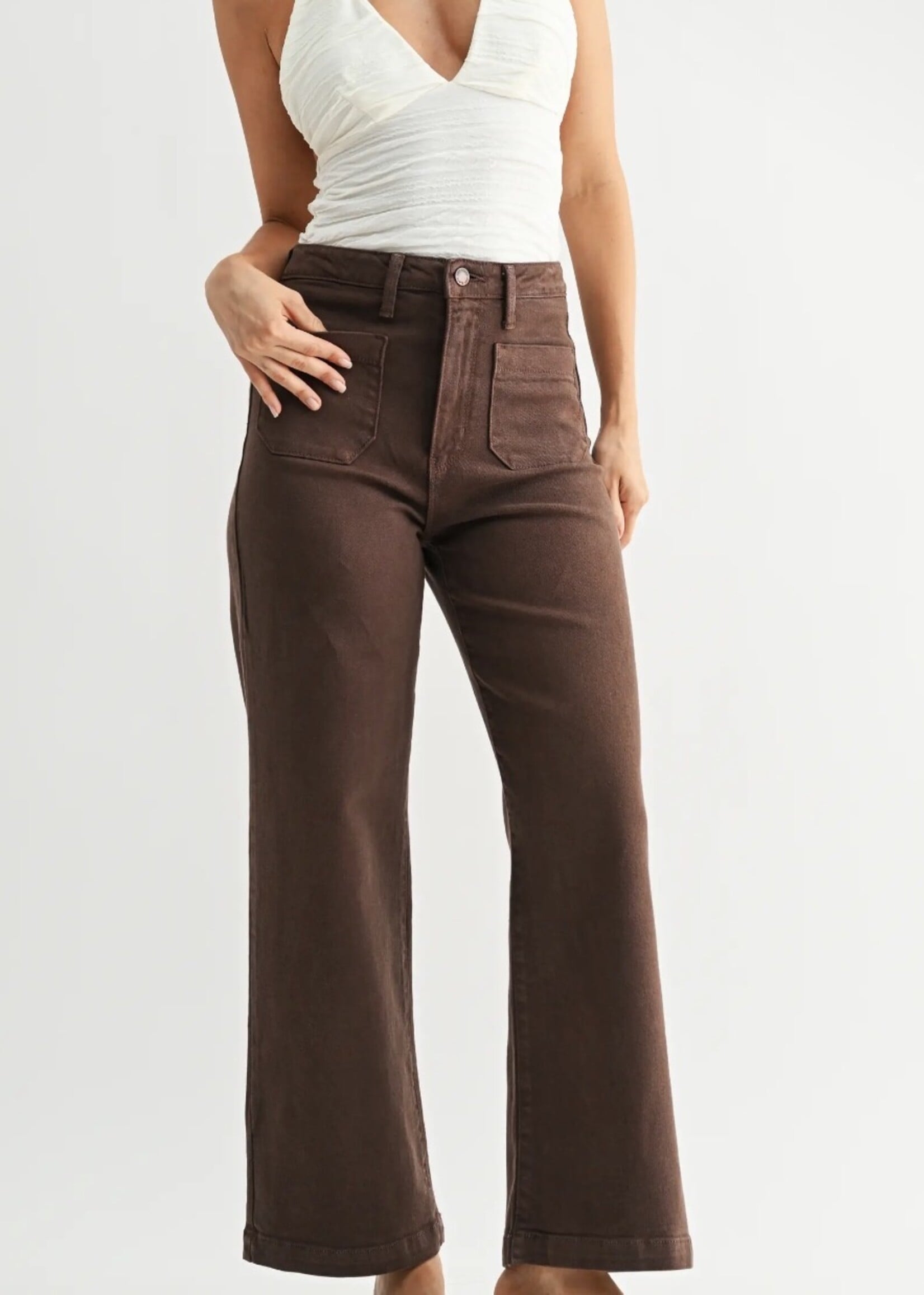 Just Panmaco Brown Patch Pocket Flare Denim