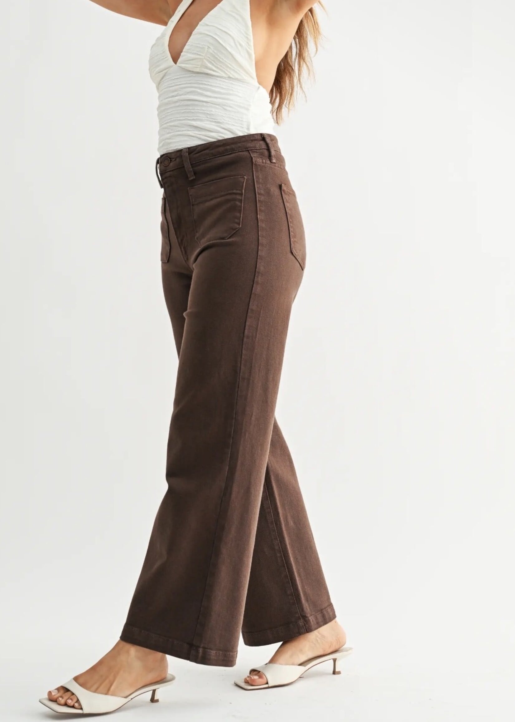 Just Panmaco Brown Patch Pocket Flare Denim