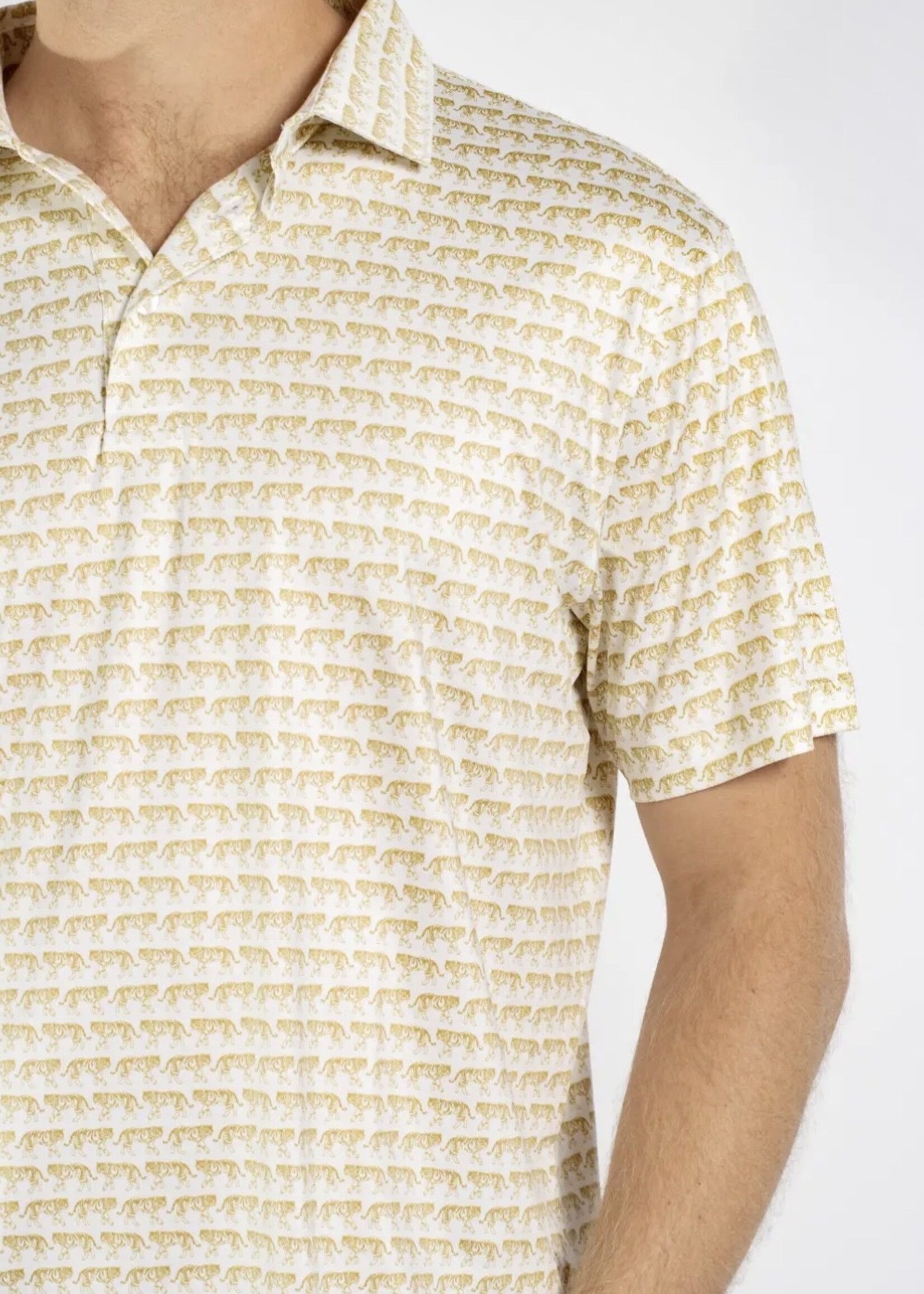 The Royal Standard Gold & White Tiger Performance Polo