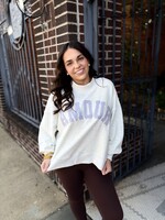 GLOWIE Grey Amour Oversized Mock Neck Sweatshirt