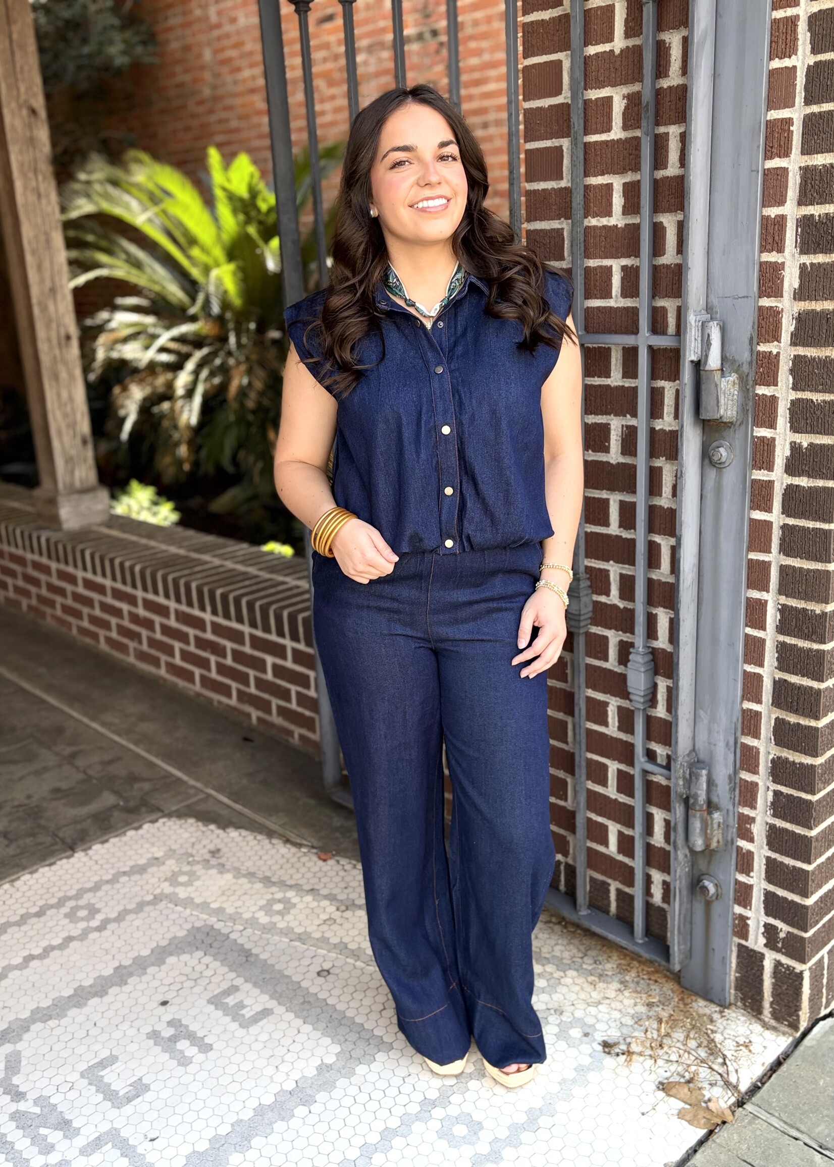 Skies are Blue Denim Bubble Top