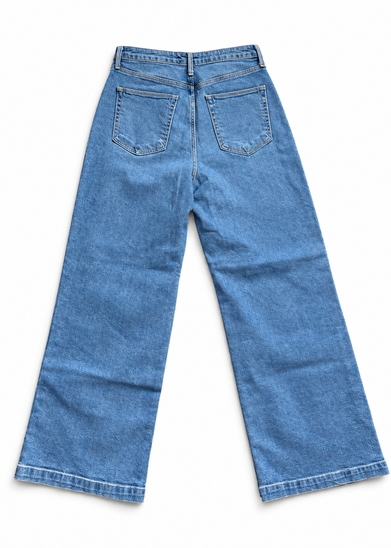 Bloom and Company Light Denim Patch Pocket Wide Leg Jeans