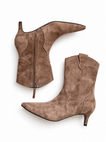 MiMi Shoes Brown Pointed Toe Kitten Heel Bootie