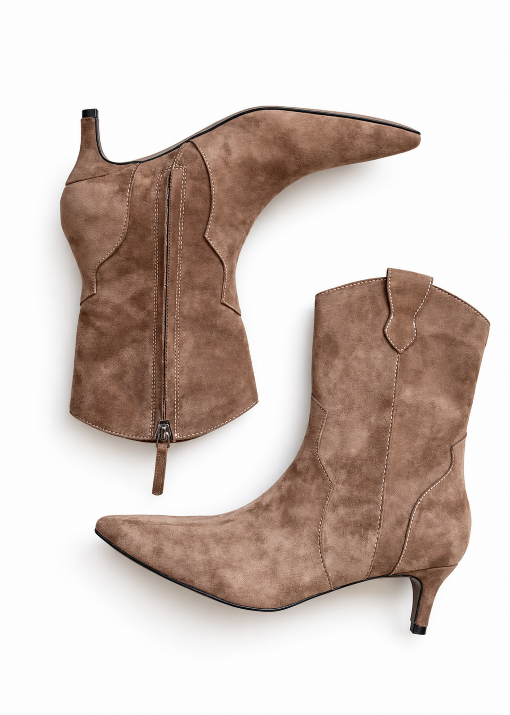 MiMi Shoes Brown Pointed Toe Kitten Heel Bootie