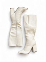 Bloom and Company Ivory Crocodile Detailed Boots
