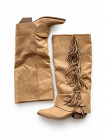 MiMi Shoes Camel Pointed Toe Fringe Cowboy Boots