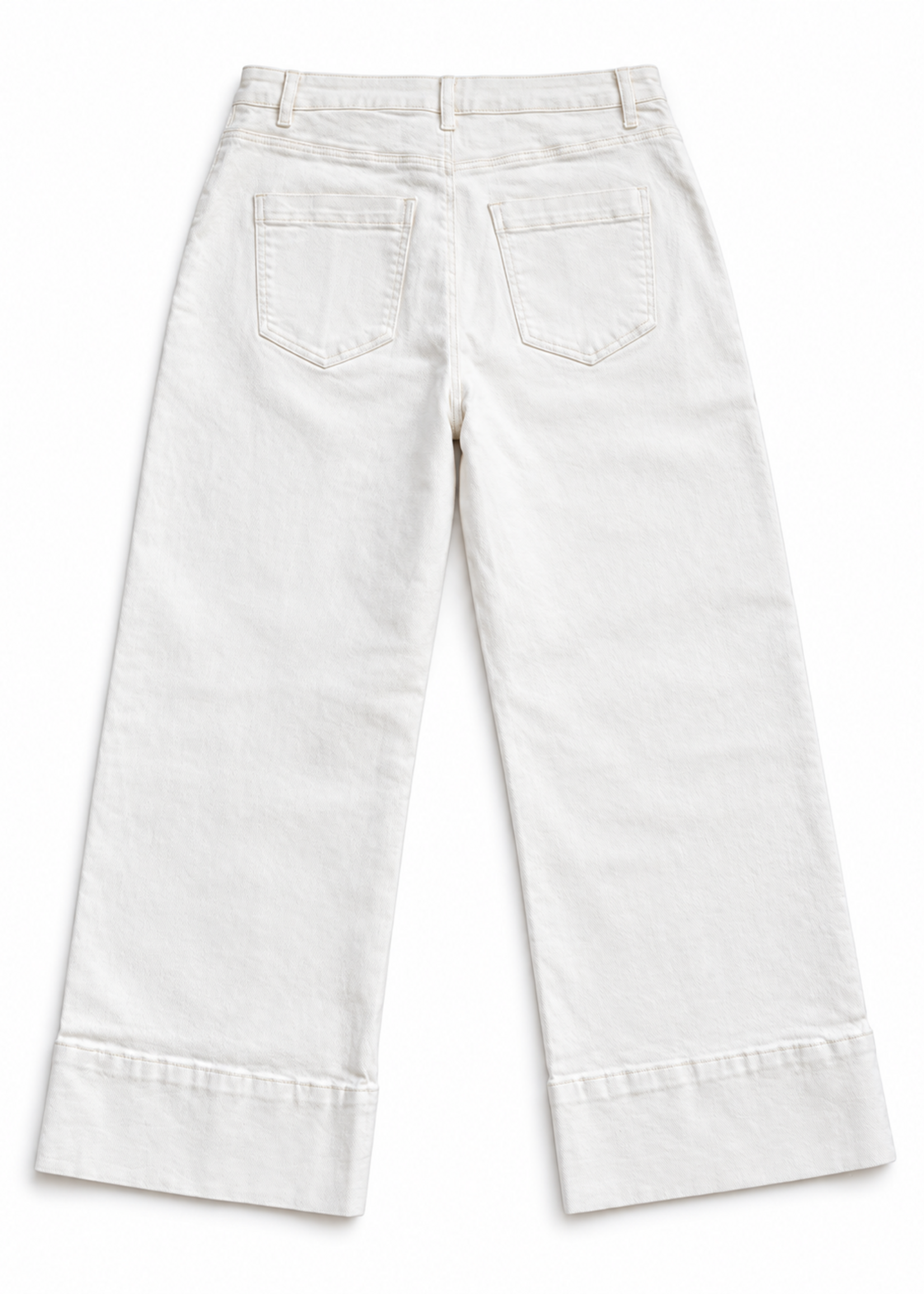 entro Cream Pocket Pin Tuck Cropped Denim