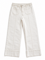 entro Cream Pocket Pin Tuck Cropped Denim