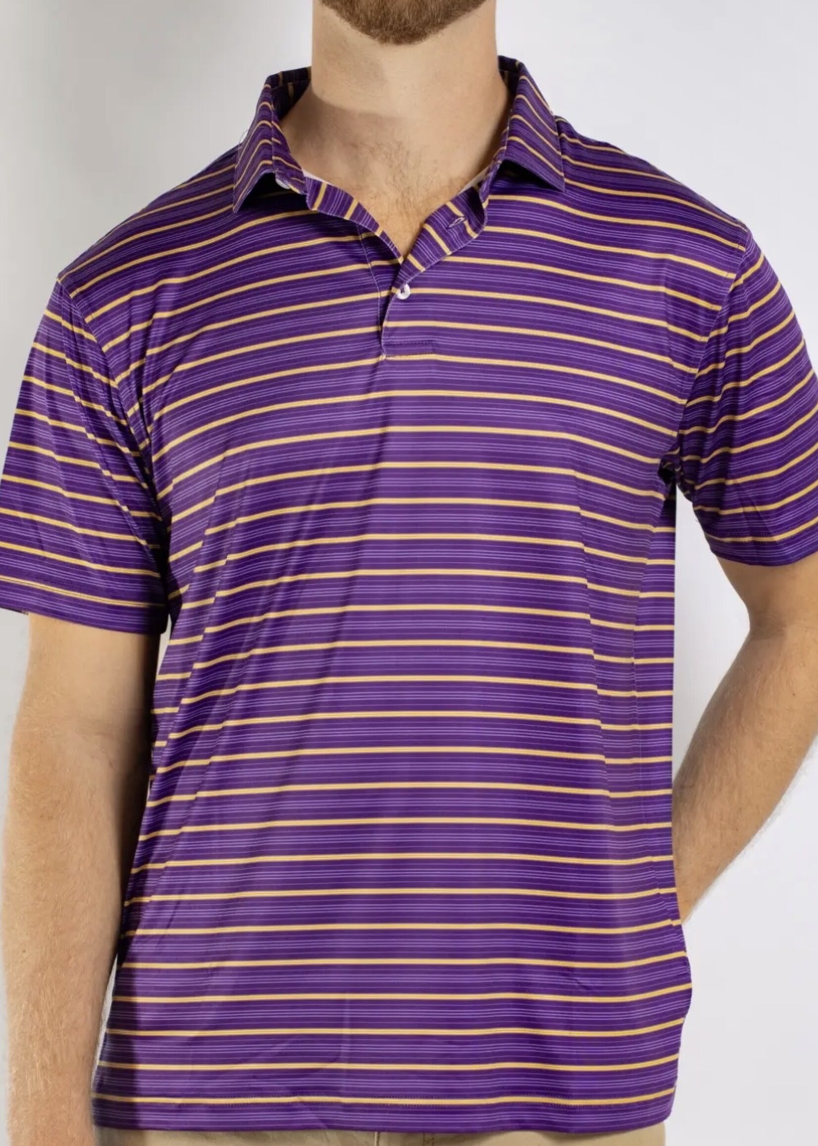 The Royal Standard Purple Yellow & White Stripe Polo