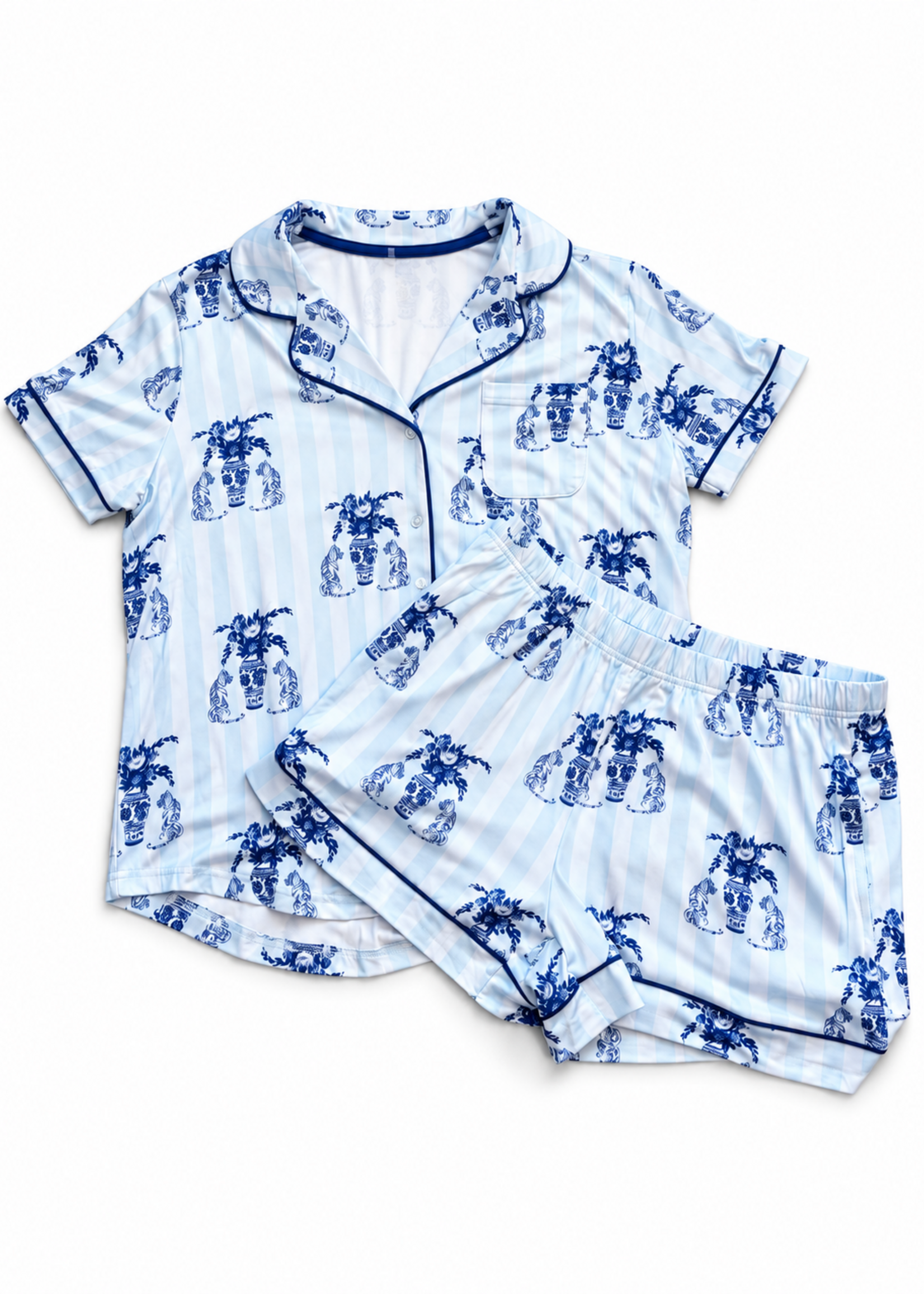 The Royal Standard Blue & White Callie Tiger Short Sleeve Pajamas