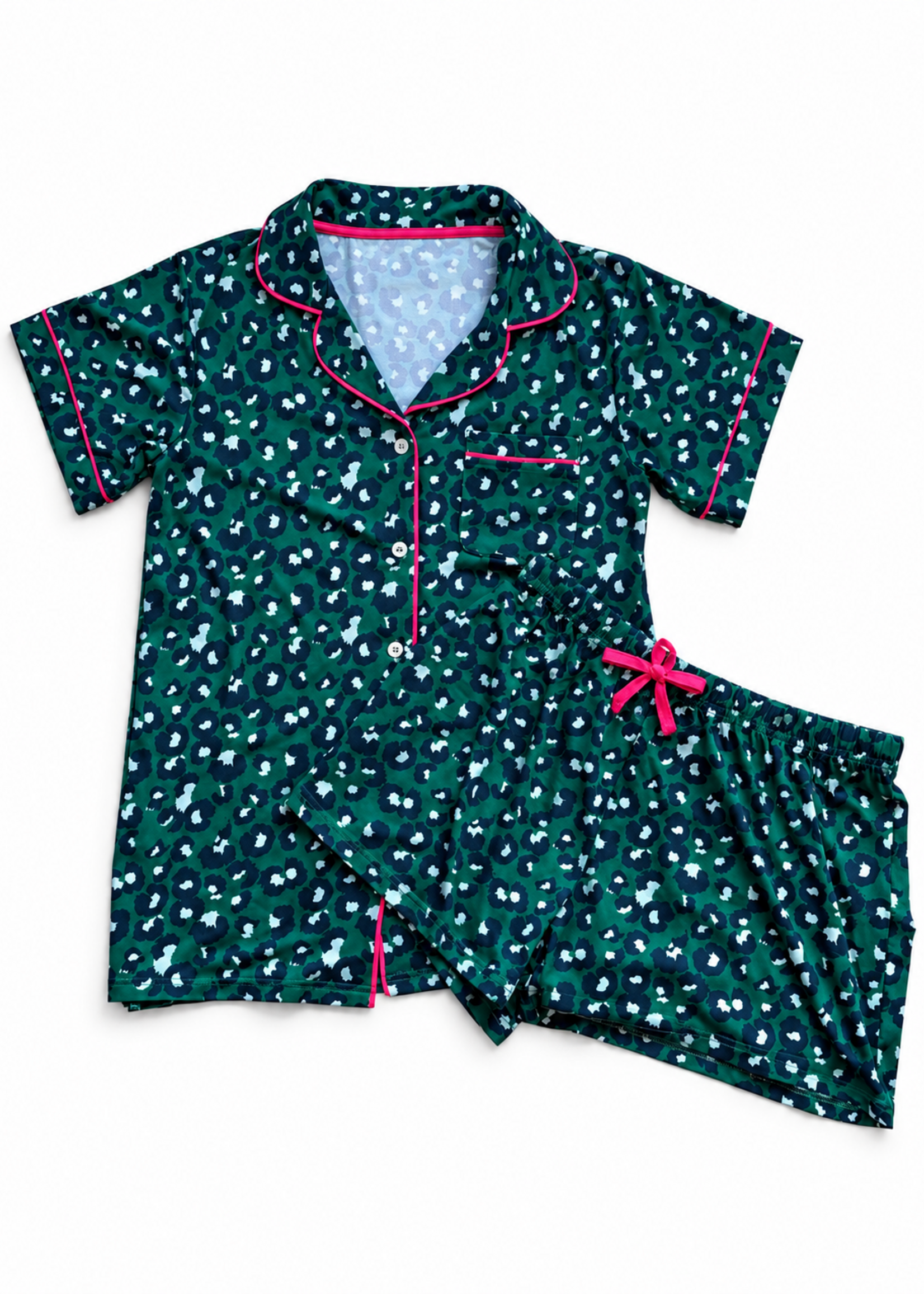 The Royal Standard Green Cheetah Short Sleeve Pajamas
