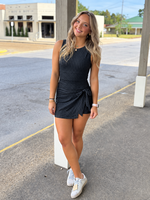 GLOWIE Navy & Green Gingham Tie Athletic Dress