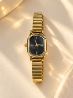 Fame Accessories Ribbed Cushion Metallic Band Watch
