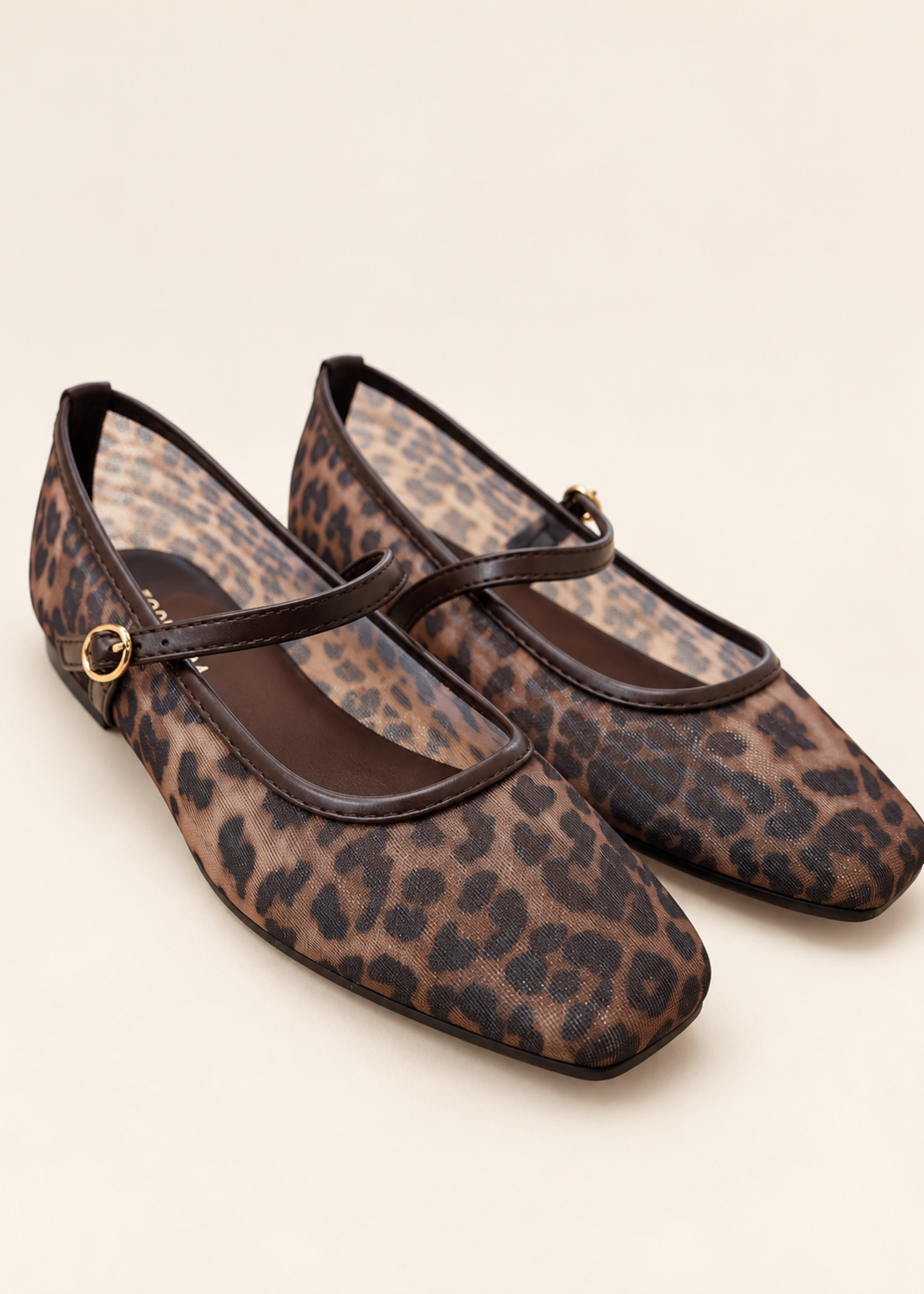 Let's See Style Leopard Mesh Ballet Flat w/ Strap