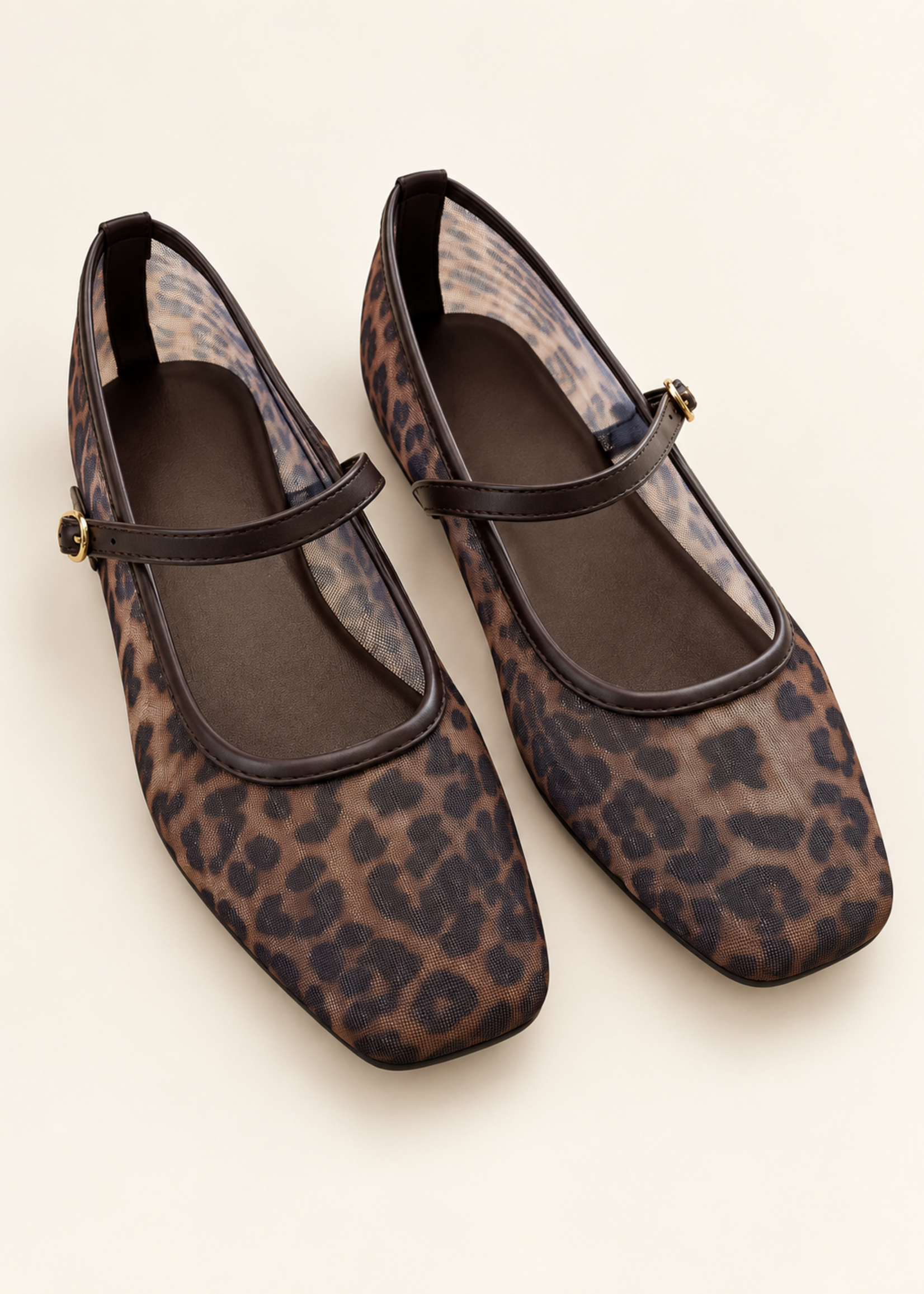Let's See Style Leopard Mesh Ballet Flat w/ Strap