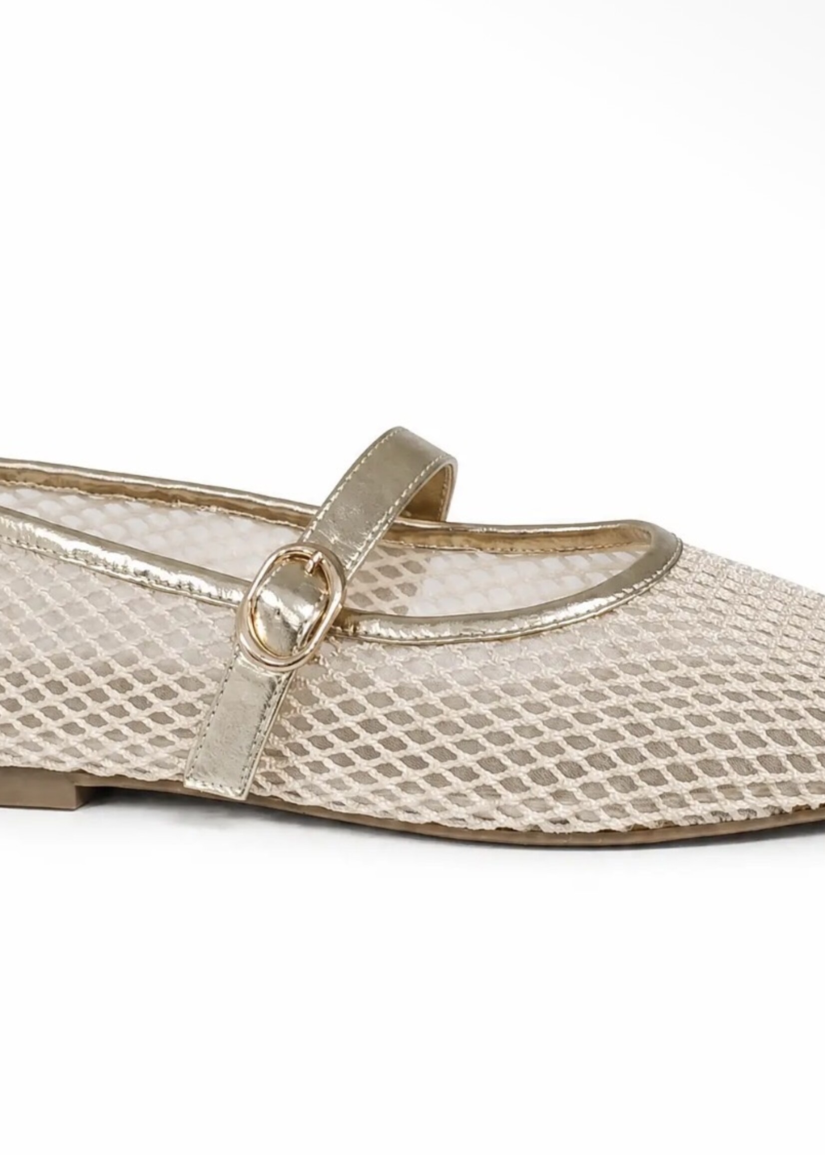 Let's See Style Gold Mesh Mary Jane Flats