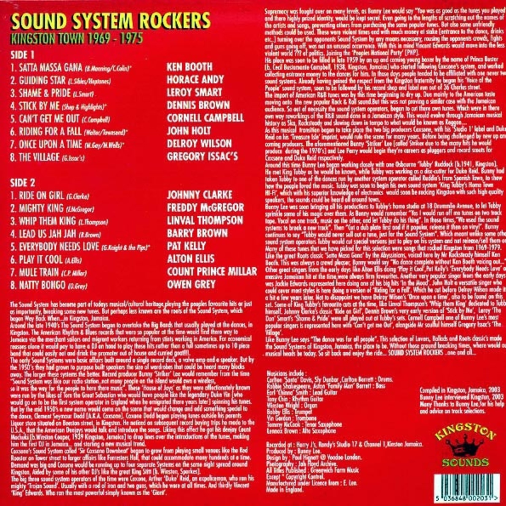 Barry Brown, Linval Thompson, Horace Andy, Etc. - Sound System Rockers: Kingston Town (Kingston Sounds/Jamaican Recordings) (180g)