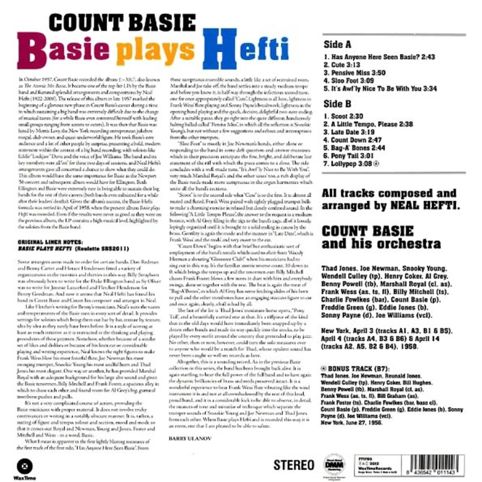 Count Basie - Basie Plays Hefti (WaxTime) (180g)