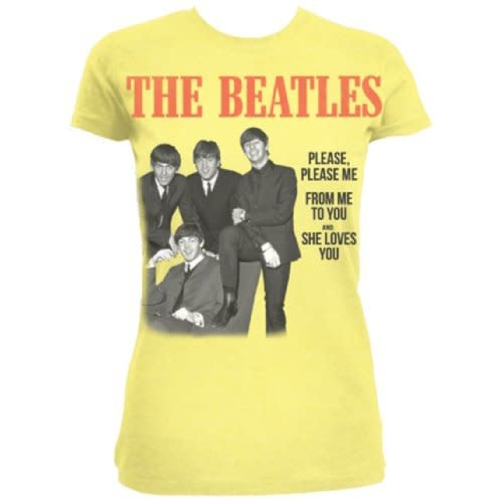The Beatles Ladies T-Shirt: Please, Please Me (SM) (Yellow)