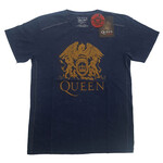 Queen Unisex T-Shirt: Classic Crest (Wash Collection) - Blue