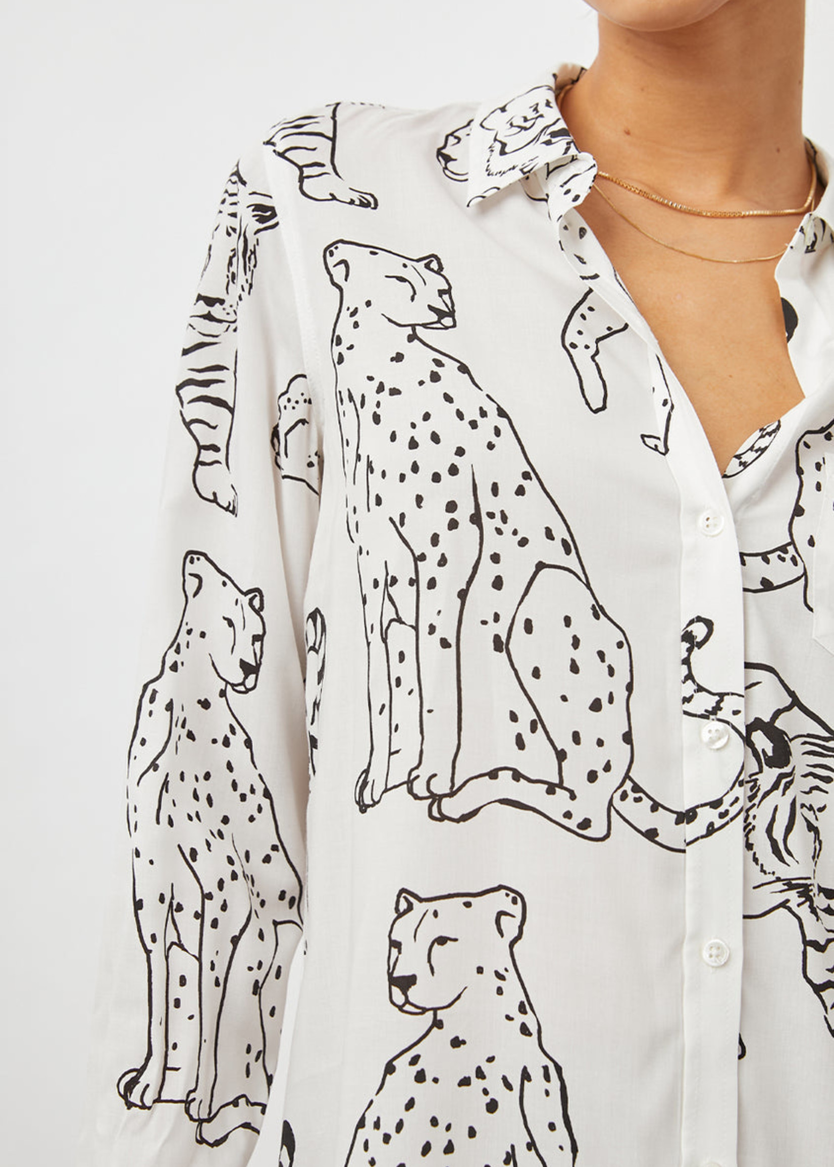 Rails Rails Kathryn Shirt - Ivory Wild Cats