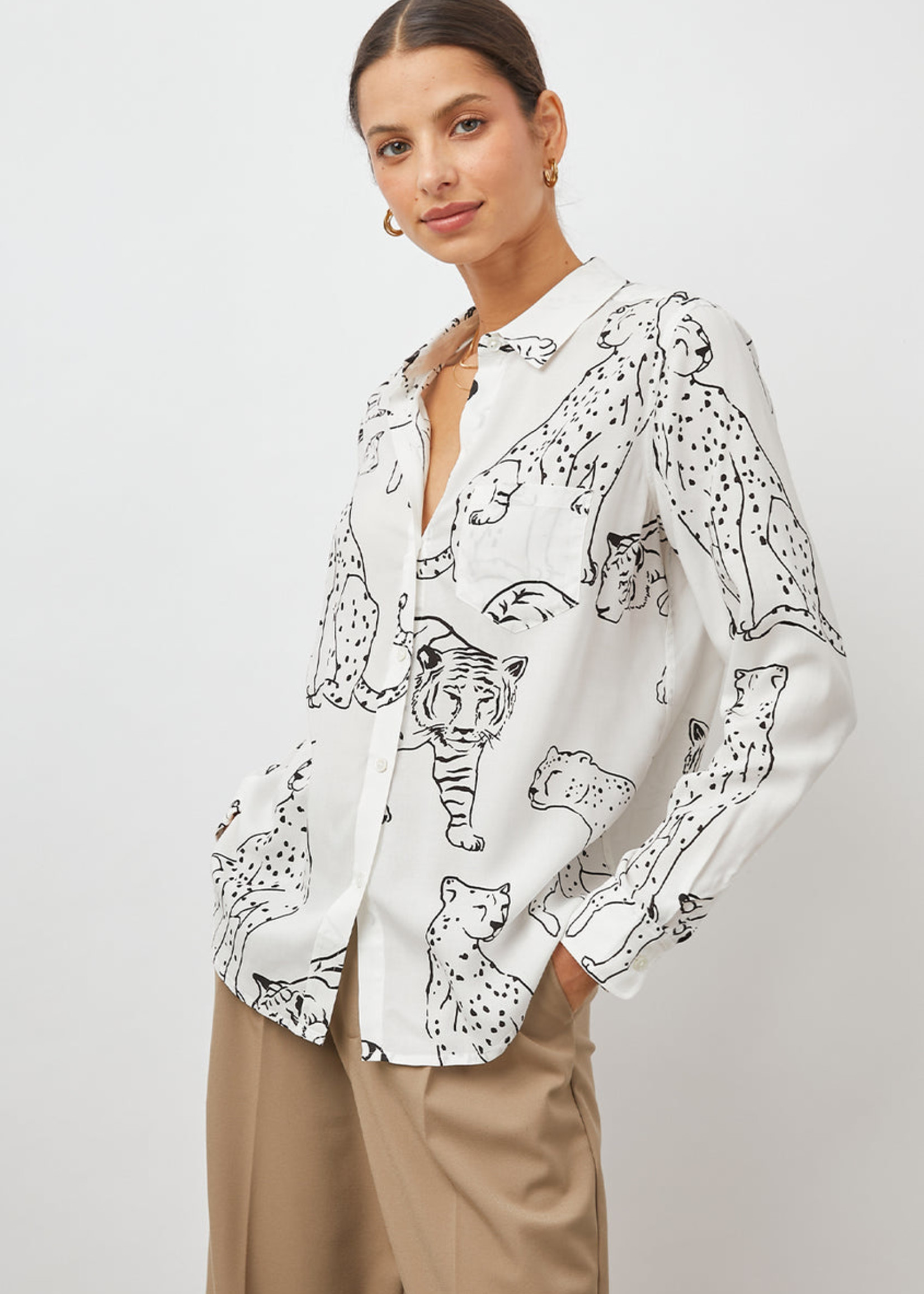 Rails Rails Kathryn Shirt - Ivory Wild Cats