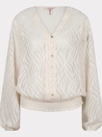 ESQ Mock V-Neck Blouse - Off White