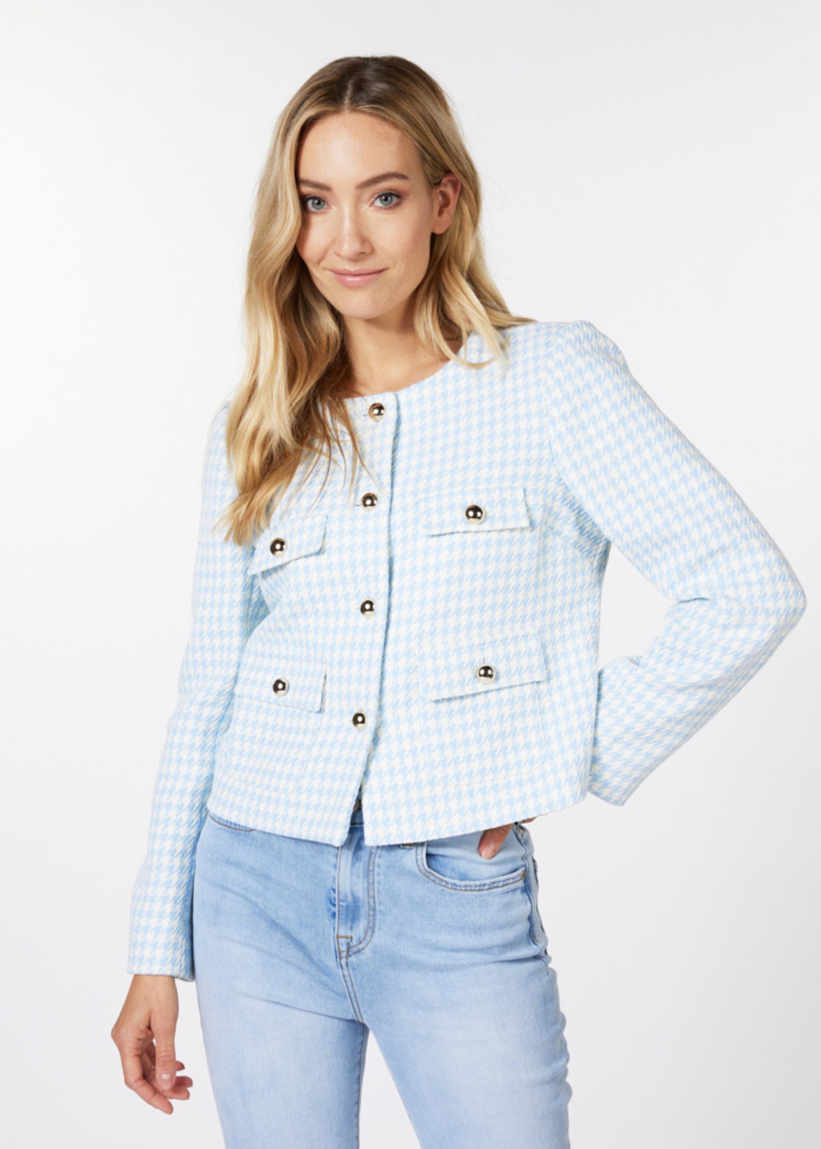 ESQ Houndstooth Blazer - Blue