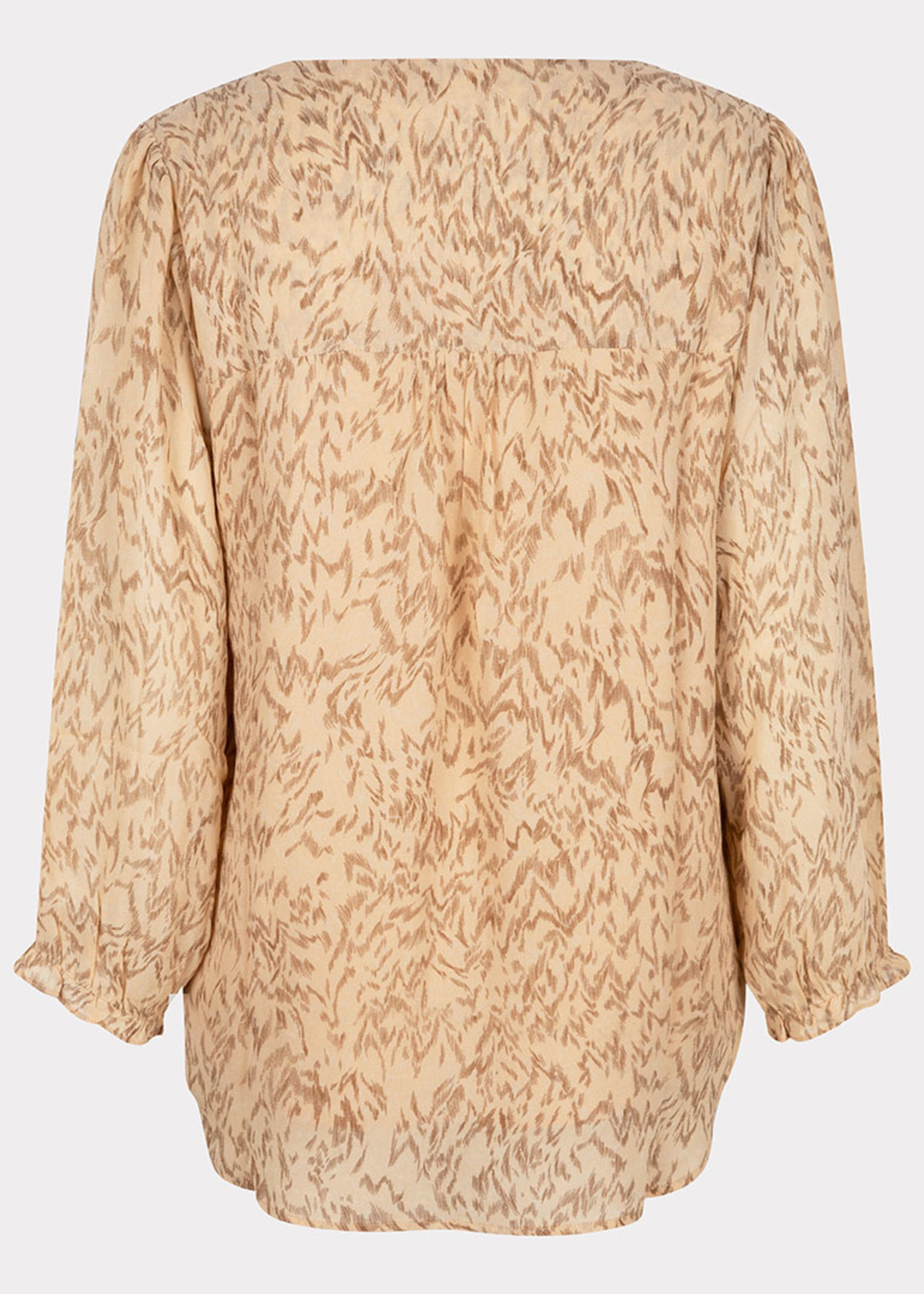 ESQ Pintucks Wild Abundance Blouse - Beige Print