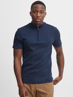 Casual Friday Theis Pique Zipper Tee - Navy