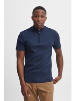Casual Friday Theis Pique Zipper Tee - Navy