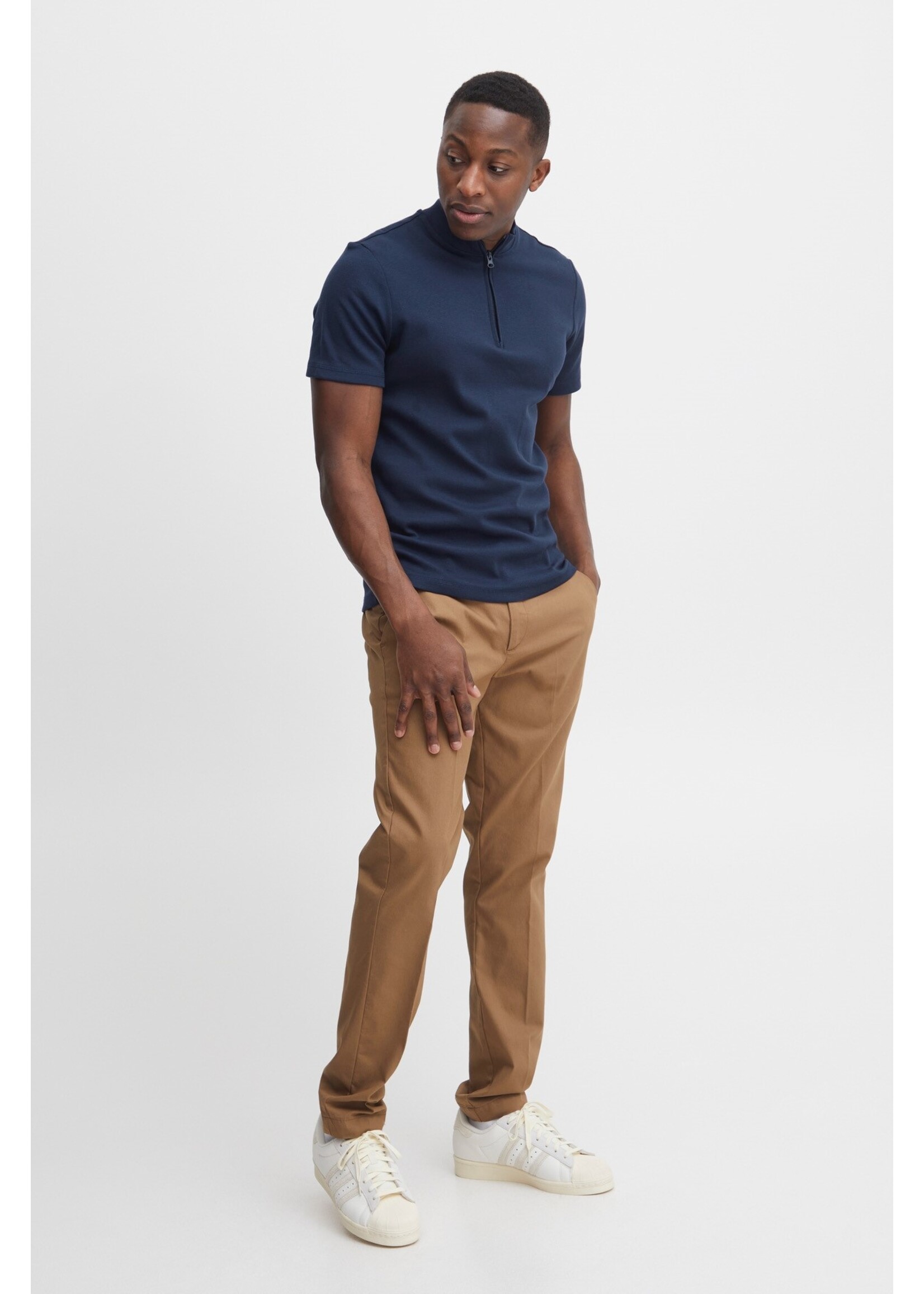 Casual Friday CF Theis Pique Zipper Tee - Marine