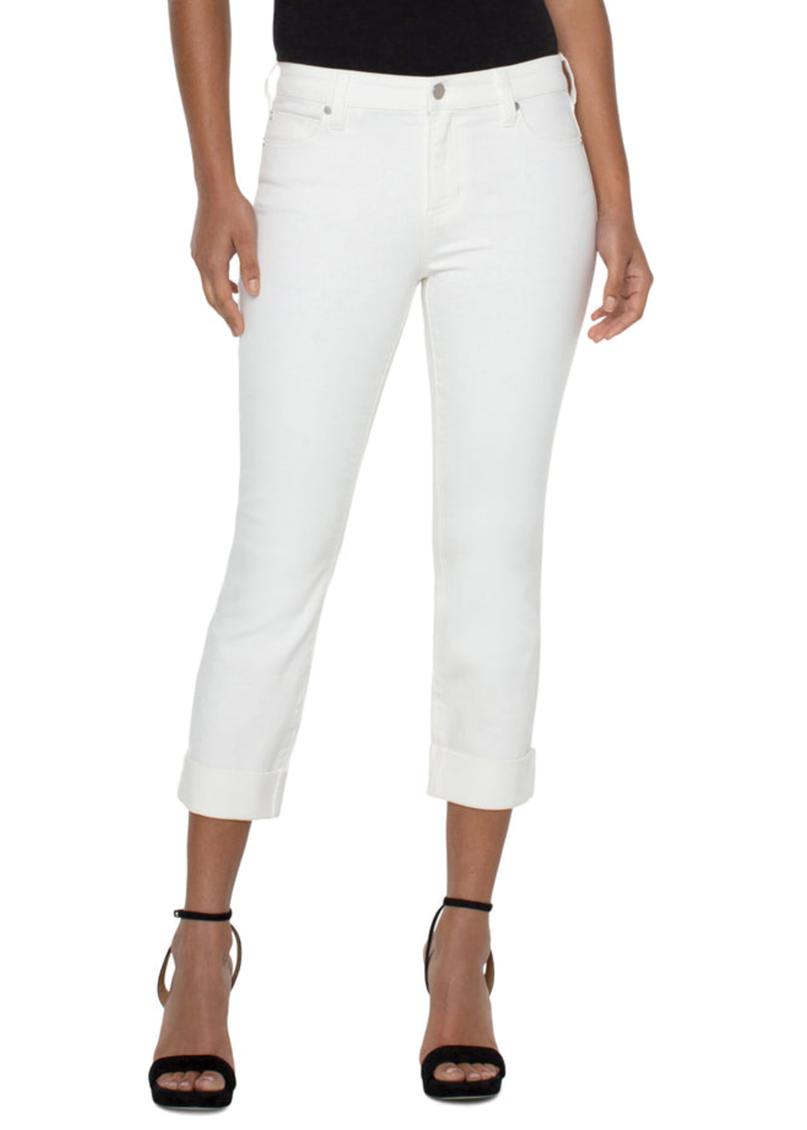 Liverpool Liverpool Charlie Crop Skinny W/ Wide Rolled Cuff 24'' I - Bone White